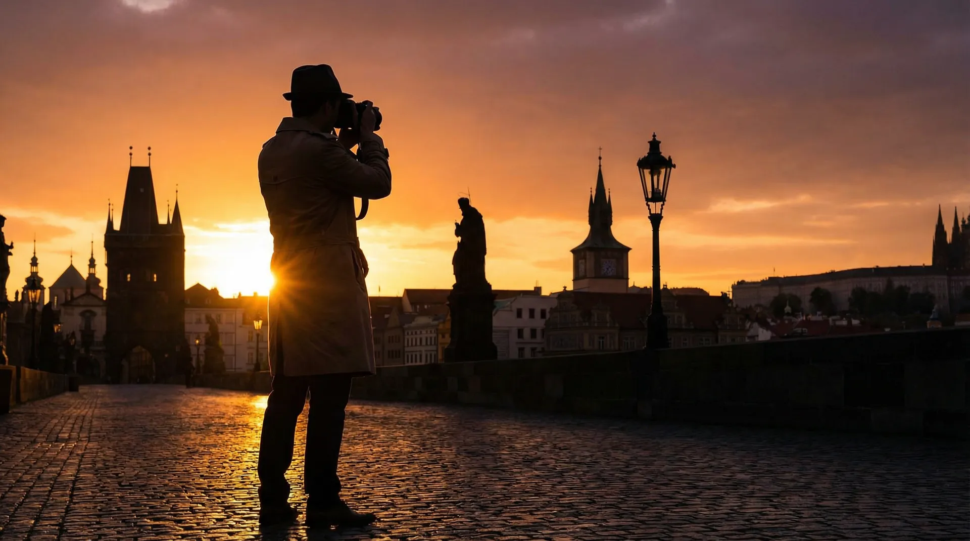 布拉格查理大桥上的街头摄影师剪影 - 捷克搭讪 摄影师招募