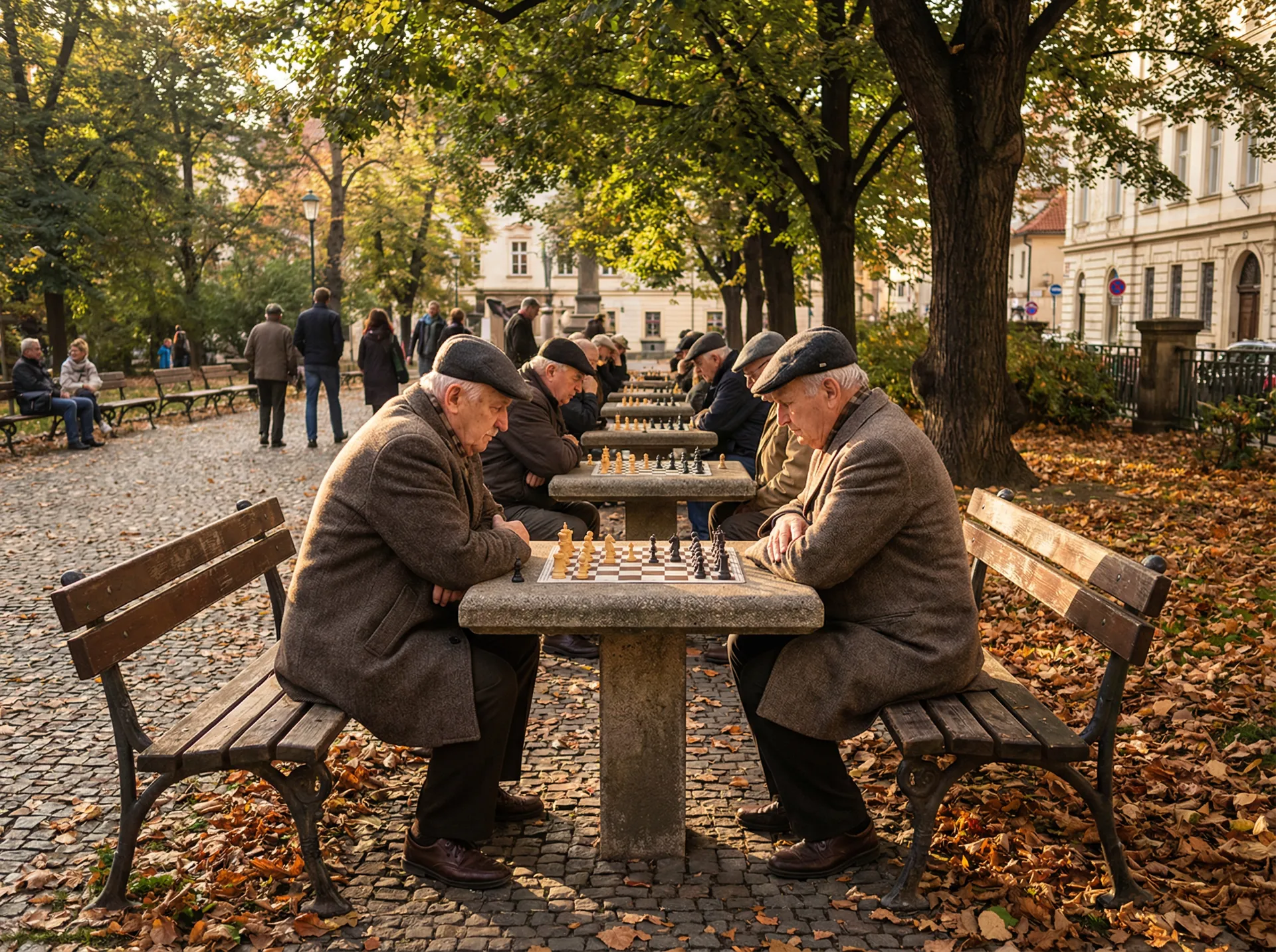 布拉格公园老人下棋 - 捷克搭讪 日常生活纪实